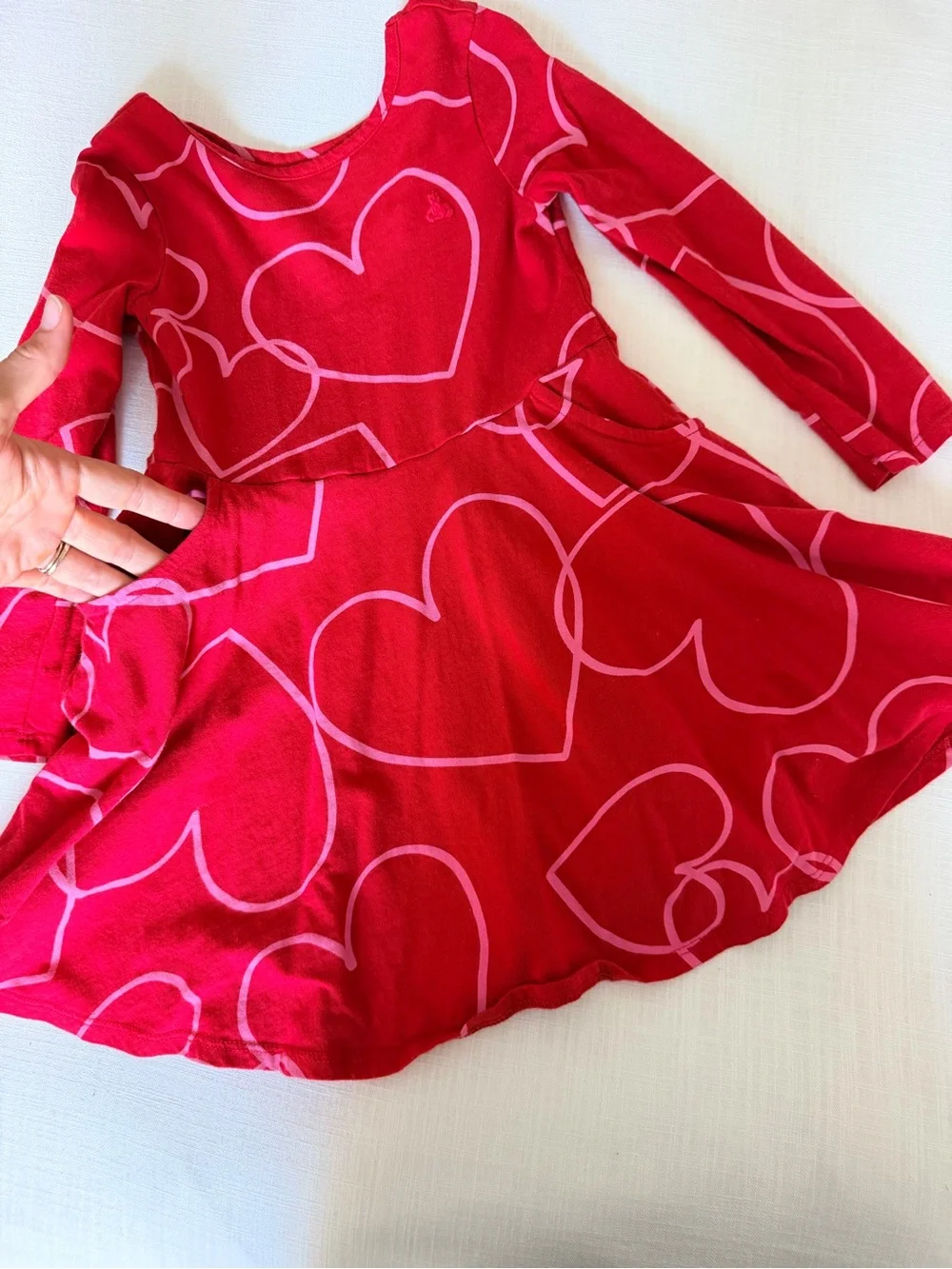 GAP Toddler Twirl Skater dress Hearts on red with pockets size 5T